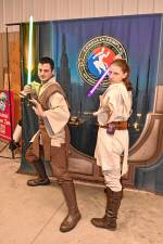 <b>Joseph Clukies of New Brunswick and Kara Kavanagh of White Plains, N.Y., are dressed as Jedi Knights at the Garden State Comic Fest’s Winter Fest at the Sussex County Fairgrounds in Augusta. (Photos by Maria Kovic)</b>