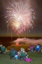 Fireworks at last year’s Freedom Fest at Thomas Bull Memorial Park in Montgomery. This year’s event is scheduled for Saturday, July 18. Provided photo.