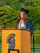 Sparta High School valedictorian Ashley Crane speaks during graduation Thursday, June 20. (Photo by Nancy Madacsi)