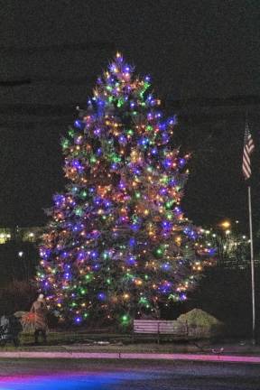 The tree is lit in front of Veterans of Foreign Wars Post #7248 on Main Street.