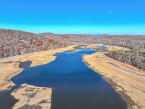 A drone photo shows the Oak Ridge Reservoir in Jefferson on Monday, Nov. 18. (Photo by Nick Horton, www.thepathfinderstudios.com)