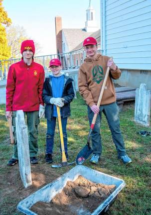 Scouts Xavier Franko, Blaise Franko and Jacob Adams. Adams is the senior patrol leader of Troop 95 and Xavier Franko is the assistant senior patrol leader.