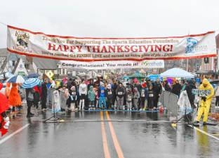 KT1 Runners line up for the start of the 18th annual Krogh’s Turkey Trot on Thursday, Nov. 28 in Sparta. (Photos by Maria Kovic)