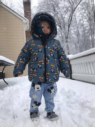 Checking out snow for the very first time.