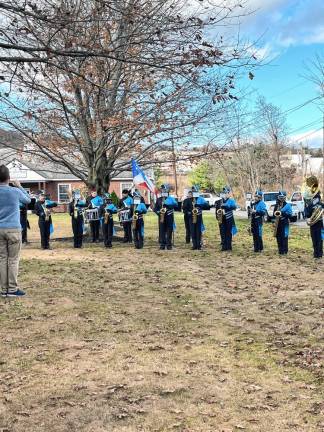 The Sparta High School band plays.