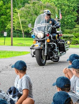 Netcong Police Officer Joe Mattis on his motorcycle.