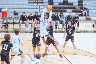 Sparta’s Leshem Little grabs the ball during a rebound in the game against Wallkill Valley on Jan. 30. Sparta won, 66-49. (Photos by George Leroy Hunter)