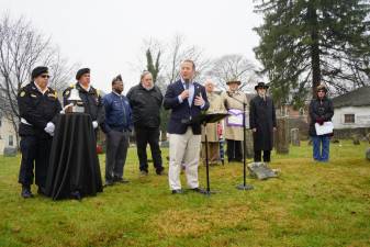 U.S. Rep. Josh Gottheimer spoke during today’s National Remembrance Ceremony for Wreaths Across America at the Old Newton Burial Grounds.