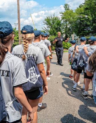 Junior Police Academy participants line up.