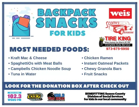 BackPack Snacks for Kids food drive is Saturday