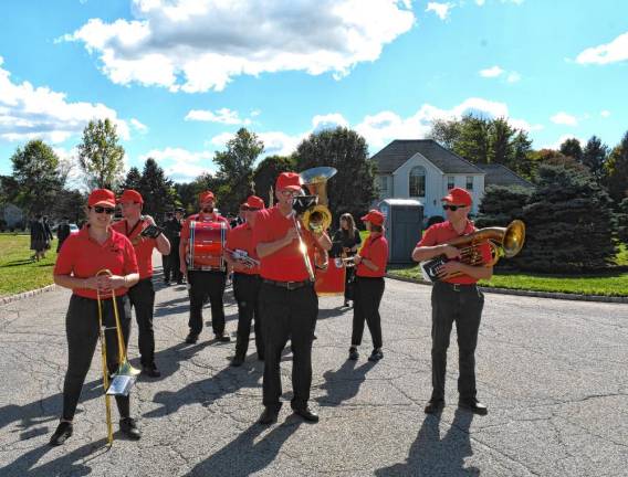 Members of the Franklin Band prepare to march in the parade.