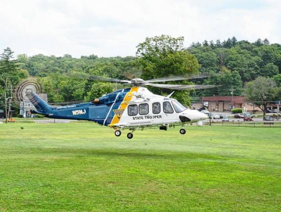 The NorthSTAR helicopter lands.