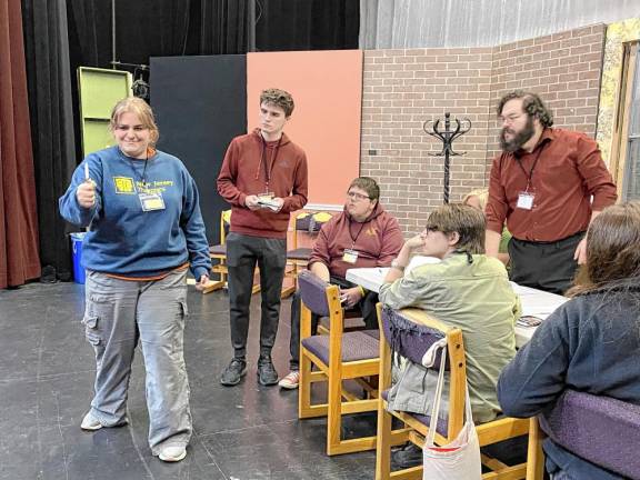 The jury deliberates in Sussex County Community College’s production of ‘12 Angry Jurors.’ (Photo provided)