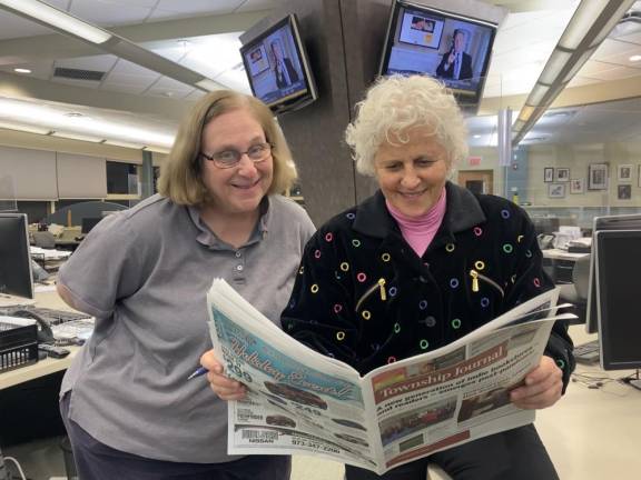 Editor Kathy Shwiff, left, with Publisher Jeanne Straus.