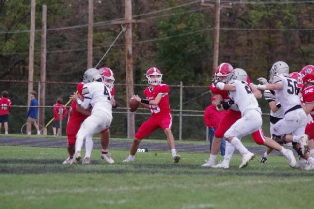 Lenape Valley quarterback Keith Wagner prepares to pass.