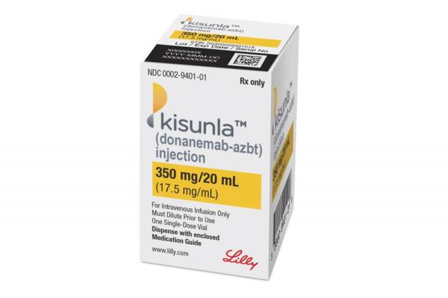 <b>This image provided by Eli Lilly shows the company's new Alzheimer’s drug Kisunla. The Food and Drug Administration approved Eli Lilly’s Kisunla on Tuesday, July 2, 2024 for mild or early cases of dementia caused by Alzheimer’s. (Eli Lilly and Company via AP)</b>