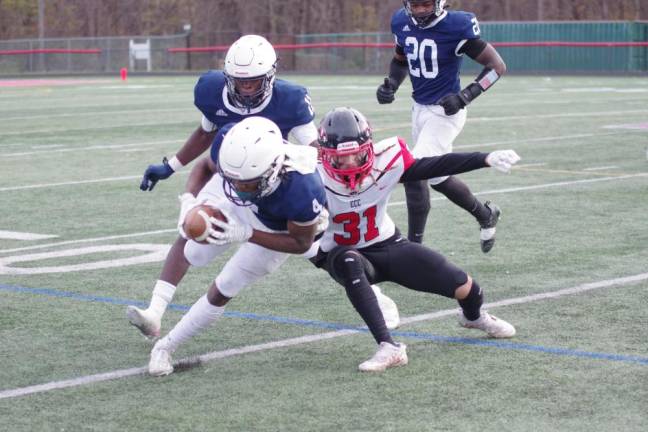 Sussex wide receiver Aaron Young catches the ball in the second half.