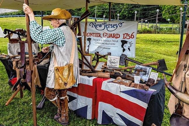 The New Jersey Frontier Guard’s table at the Sparta Historical Society’s Military History and Appreciation Day. (Photo by Mary Fettes)