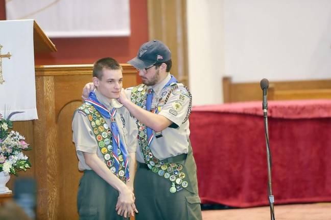 Connor McQuillan earns his Eagle Scout designation.