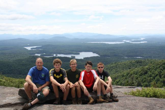 On the mountaintop. From left, Gene Schwarzrock, Thomas Schwarzrock, John Bollard, Robert Hartranft, Jay Suter