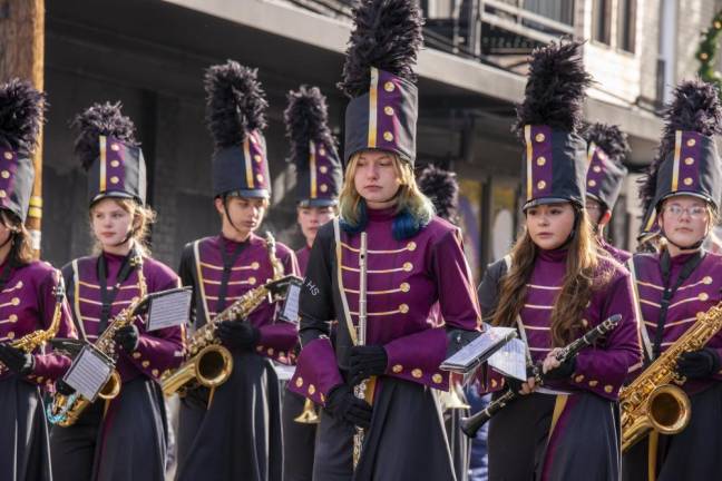 The Newton High School Marching Band in the parade.