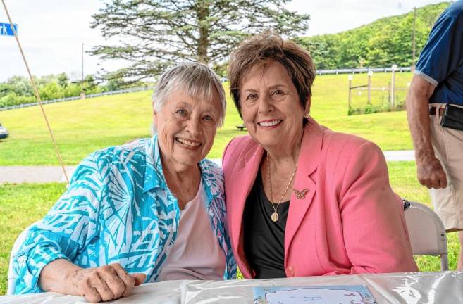 Marjorie Strohsahl, right, with Marilyn Van Kirk Mull, who was the last member of the Van Kirk family to live in the building that houses the Sparta Historical Society’s museum.