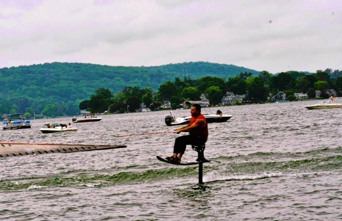 Damon Jenkins rides a hydrofoil.