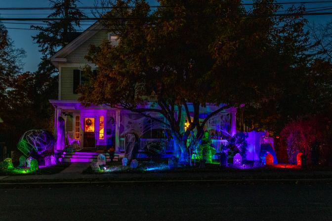 $!<b>This house on Orchard St. in Warwick, NY added a pop of color to their decorations with multicolor lights. (Photo by Aja Brandt)</b>