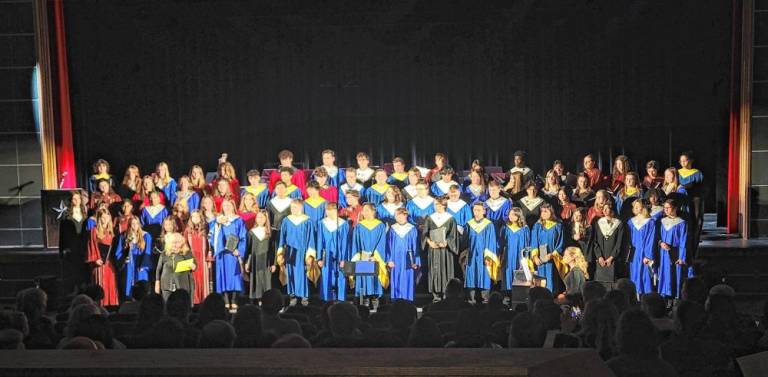 <b>The All-Sussex County High School Chorus performs Nov. 16 under the direction of Lorraine Lynch, accompanied by Laura Lopez. (Photos provided)</b>