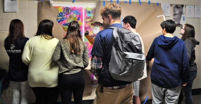 Kittatinny Regional High School Students creat their Mural of Love.